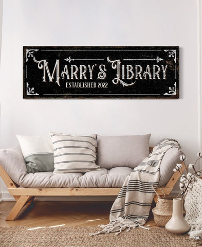 Personalized Library Sign Bookshelf Sign Teacher Gift Book Lovers Sign