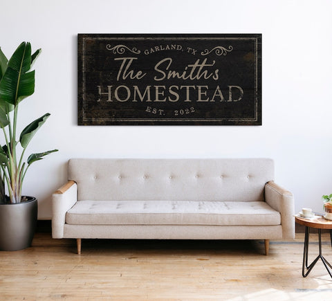 Personalized Homestead Sign Family Name Wall Art Rustic Vintage Farmho