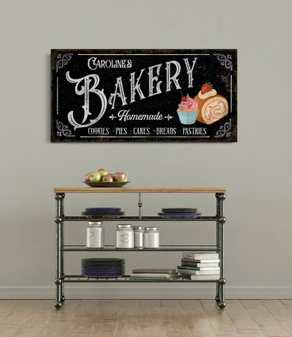 Personalized Bakery Sign Family Name Cake Sign Homemade Bakery Kitchen