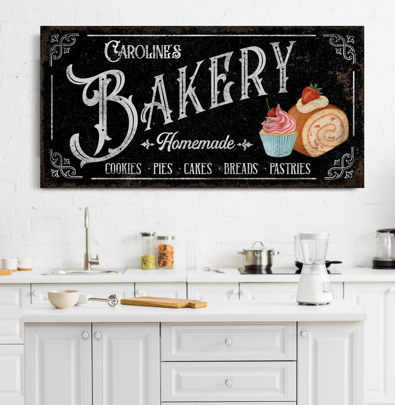 Personalized Bakery Sign Family Name Cake Sign Homemade Bakery Kitchen