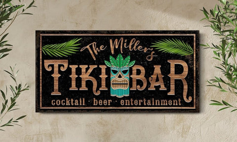 Personalized Tiki Bar Sign Tiki Bar Decor Coastal Bar Sign Man Cave Si