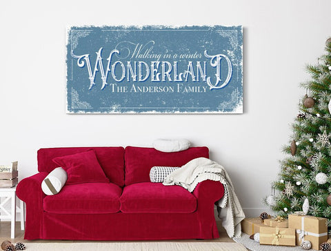 Personalized Walking In The Winter Wonderland Sign, Christmas Winter H