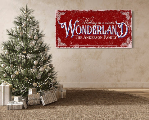 Personalized Walking In The Winter Wonderland Sign, Christmas Winter H