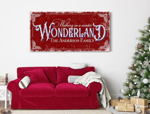 Personalized Walking In The Winter Wonderland Sign, Christmas Winter H