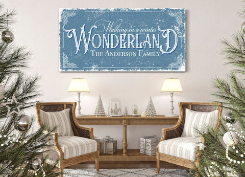 Personalized Walking In The Winter Wonderland Sign, Christmas Winter H