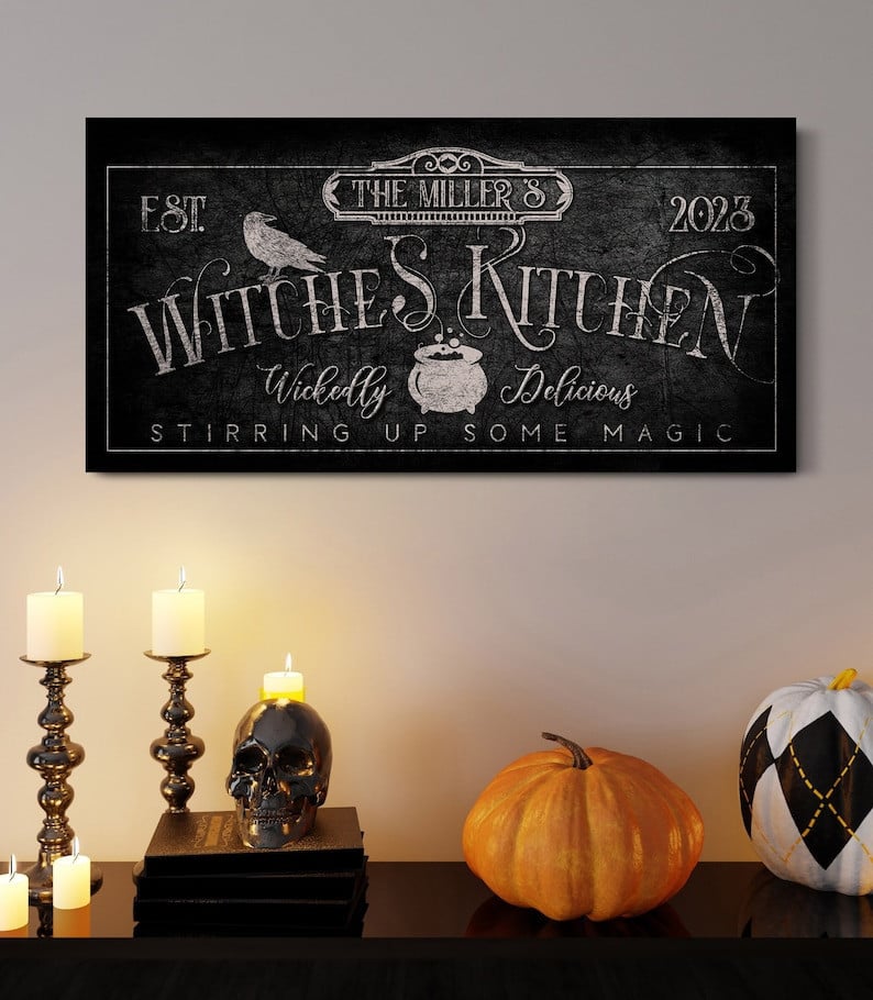 Personalized Witches Kitchen Sign, Stirring Up Magic, Kitchen Wall Dec