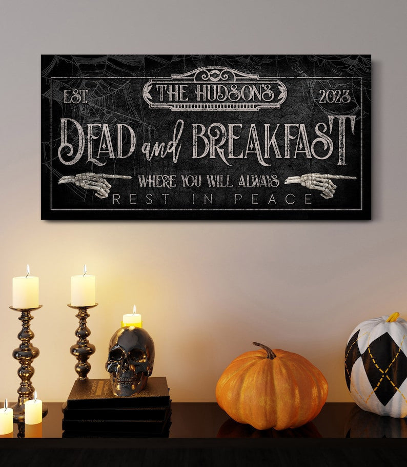 Personalized Dead & Breakfast Sign, Sleepy Hollow Bedroom Halloween De