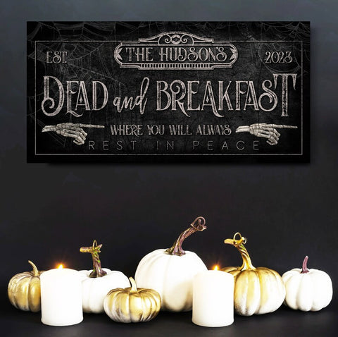 Personalized Dead & Breakfast Sign, Sleepy Hollow Bedroom Halloween De