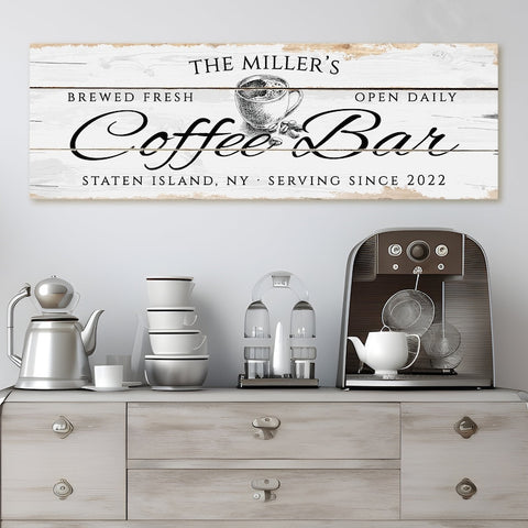 Coffee Bar Sign Personalized Canvas | Rustic Canvas Print Home Decor C