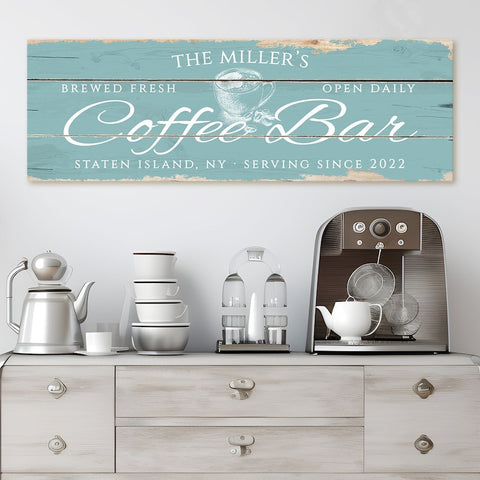 Coffee Bar Sign Personalized Canvas | Rustic Canvas Print Home Decor C