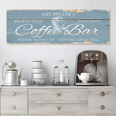 Coffee Bar Sign Personalized Canvas | Rustic Canvas Print Home Decor C