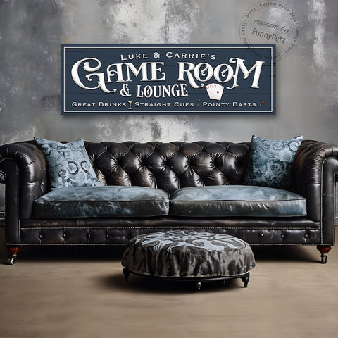 Game Room And Lounge Sign Personalized Canvas Wall Art Home Decor | Ca