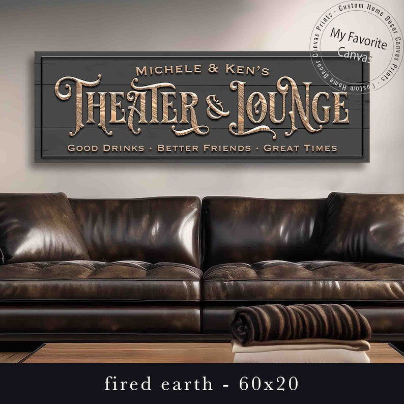 Theater And Lounge Sign Personalized Canvas Wall Art Home Decor | Canv