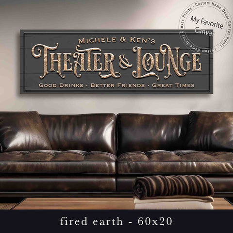 Theater And Lounge Sign Personalized Canvas Wall Art Home Decor | Canv