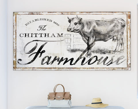 Personalized Family Farmhouse Canvas Art Print, Custom Last Name Homes