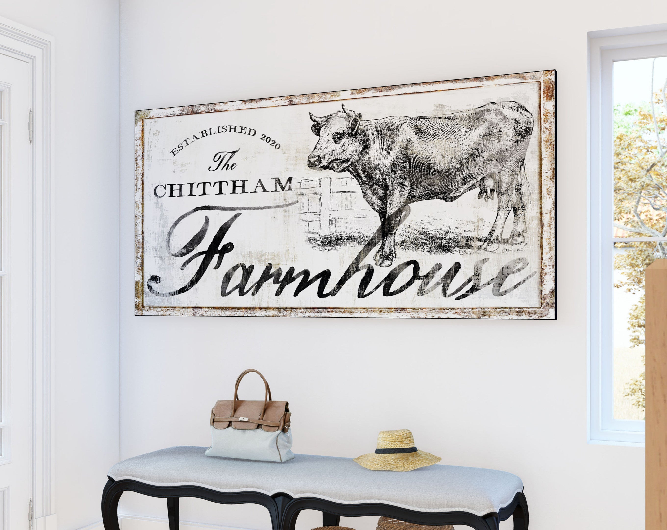 Personalized Family Farmhouse Canvas Art Print, Custom Last Name Homes