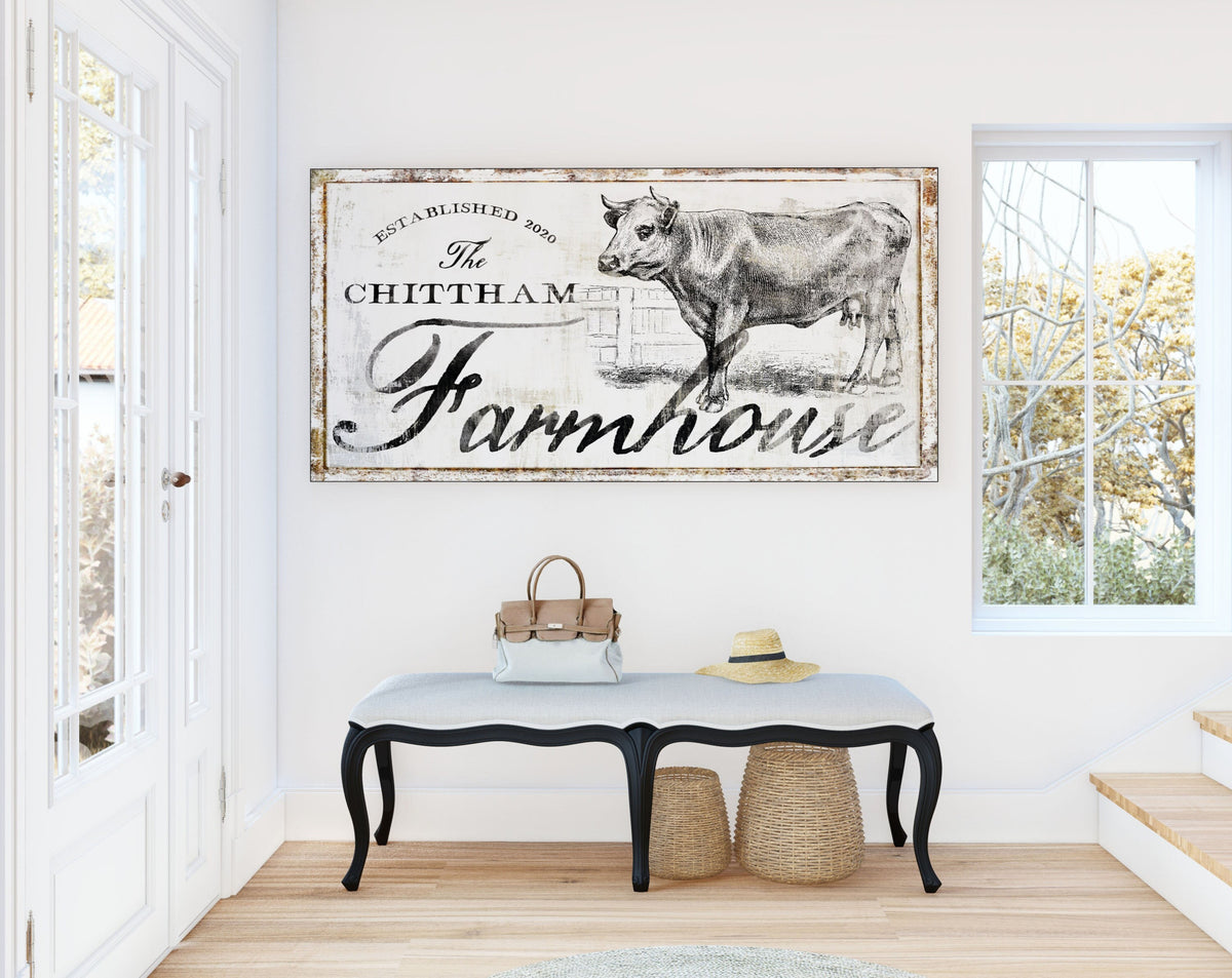 Personalized Family Farmhouse Canvas Art Print, Custom Last Name Homes