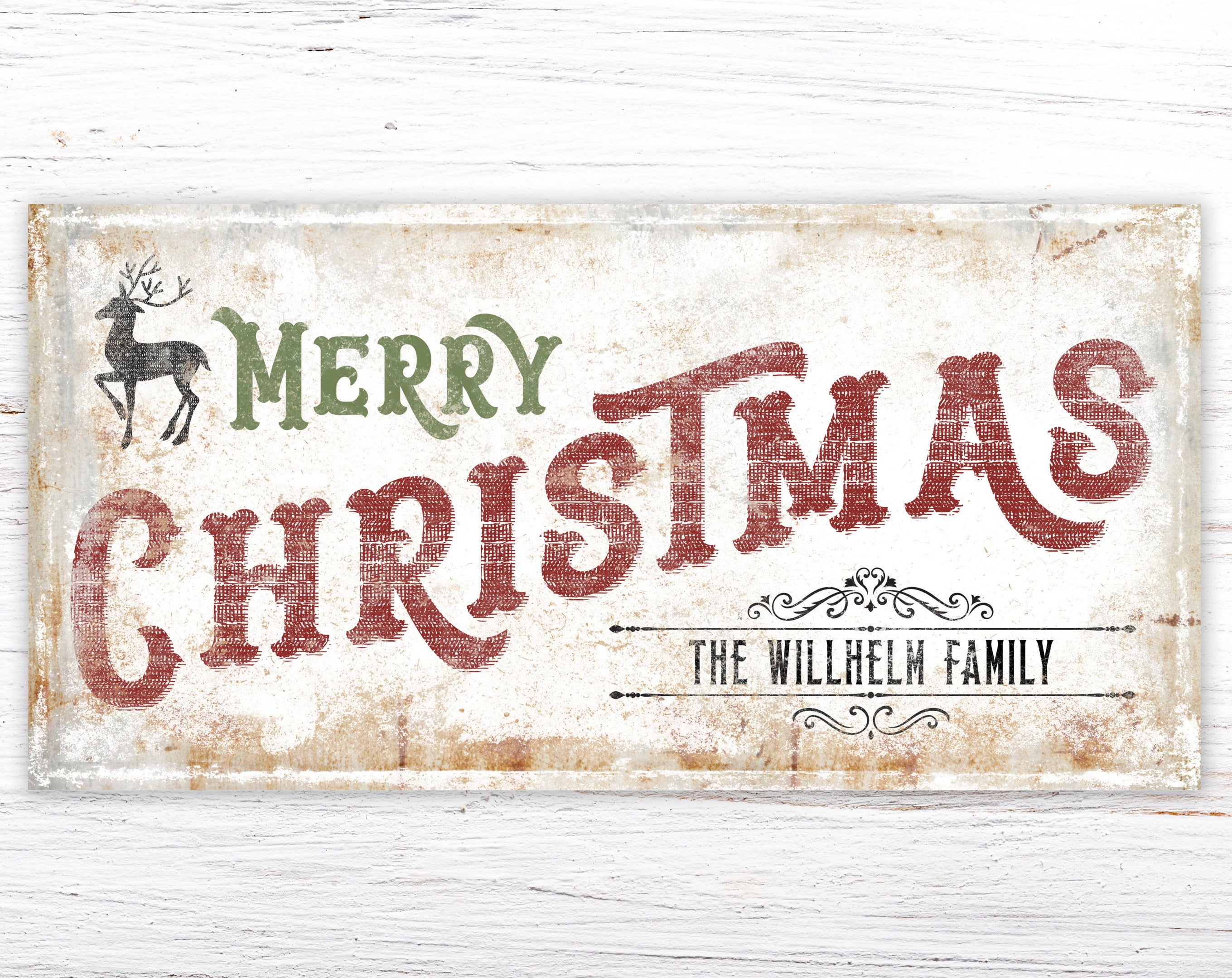 Personalized Merry Christmas Last Name Sign, Rustic Farmhouse Holiday