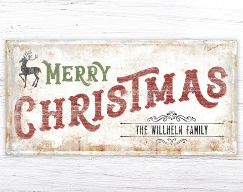 Personalized Merry Christmas Last Name Sign, Rustic Farmhouse Holiday