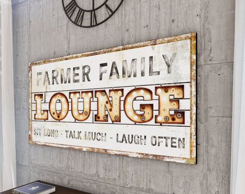 Family Theater Lounge Sign Modern Farmhouse Wall Decor, Personalized L