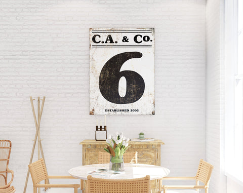 Mid Century Modern Personalized Family Number Sign Vintage Contemporar