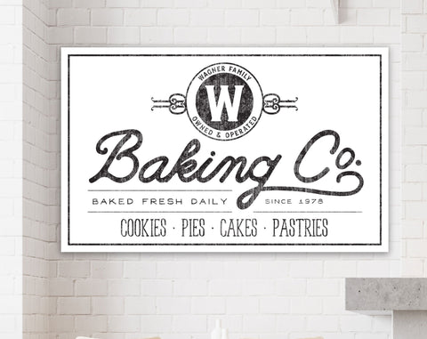 Personalized Last Name Baking Co Canvas Print, Modern Farmhouse Bakery