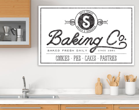 Personalized Last Name Baking Co Canvas Print, Modern Farmhouse Bakery