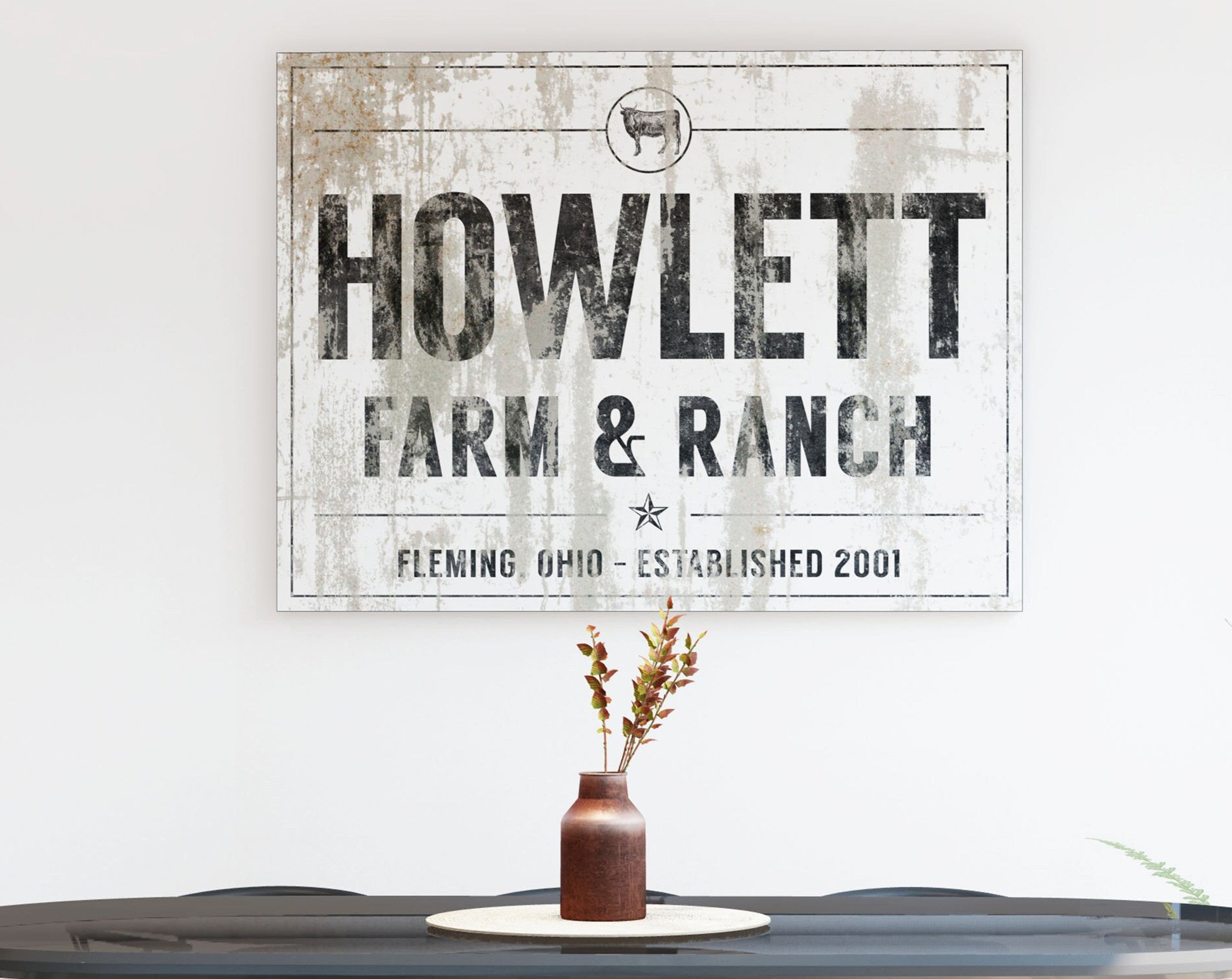 Personalized Family Name Canvas Art Print, Modern Farmhouse Farm & Ran