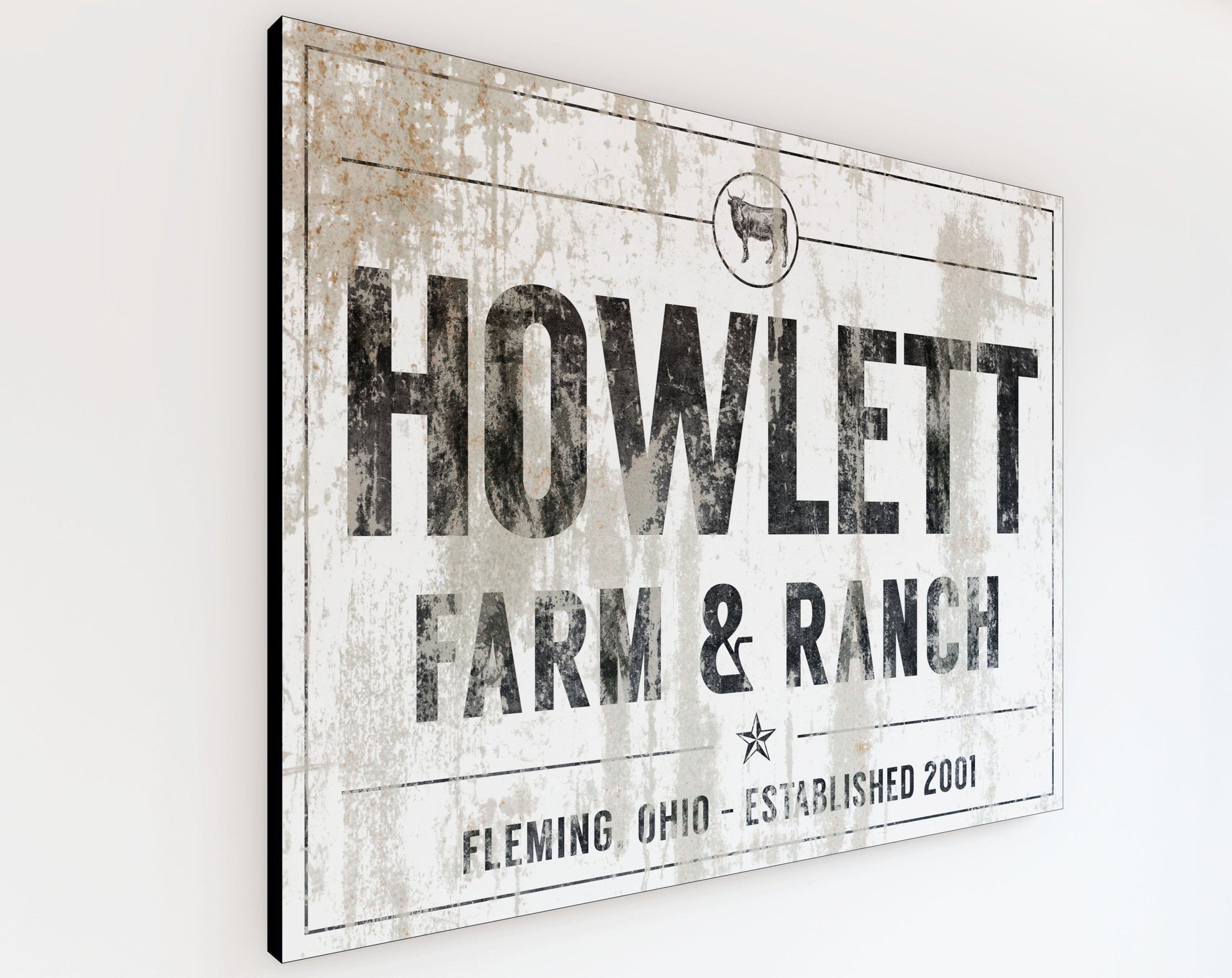 Personalized Family Name Canvas Art Print, Modern Farmhouse Farm & Ran