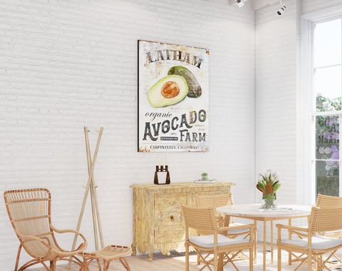 Personalized Family Kitchen Wall Decor, Custom Family Avocado Farm Art