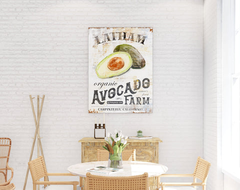 Personalized Family Kitchen Wall Decor, Custom Family Avocado Farm Art