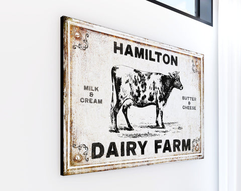 Personalized Last Name Wall Decor, Modern Farmhouse Dairy Farm Sign, R