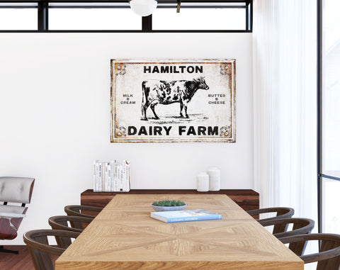 Personalized Last Name Wall Decor, Modern Farmhouse Dairy Farm Sign, R