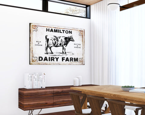 Personalized Last Name Wall Decor, Modern Farmhouse Dairy Farm Sign, R