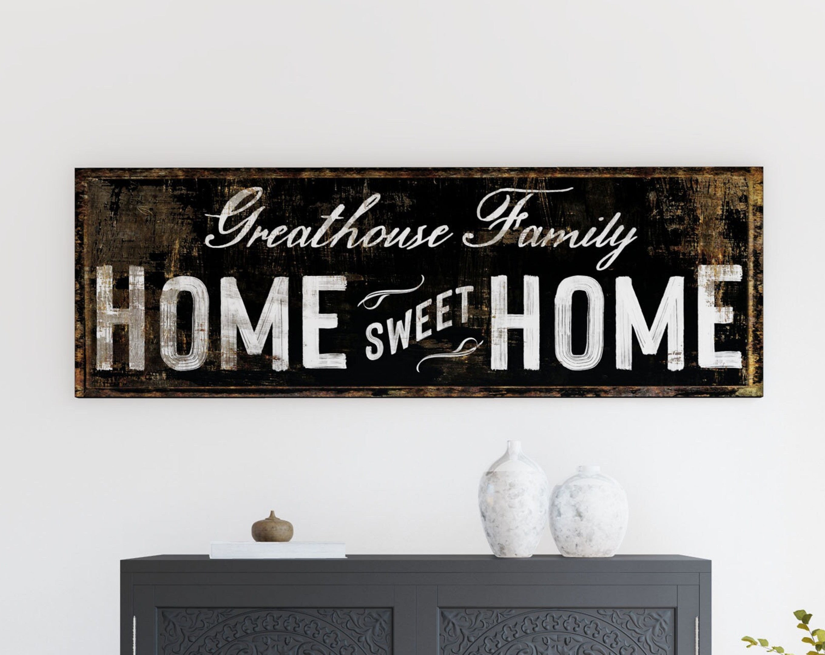 Personalized Family Welcome Sign, Home Sweet Home Entryway Canvas Art