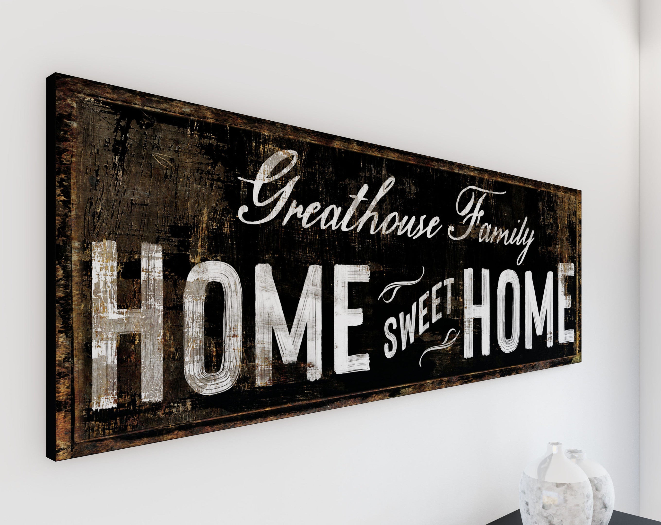 Personalized Family Welcome Sign, Home Sweet Home Entryway Canvas Art