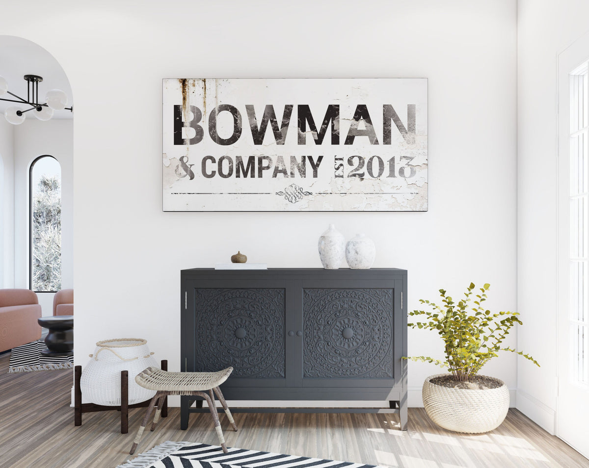 Personalized Farmhouse Family Wall Art, Industrial Custom Modern Decor