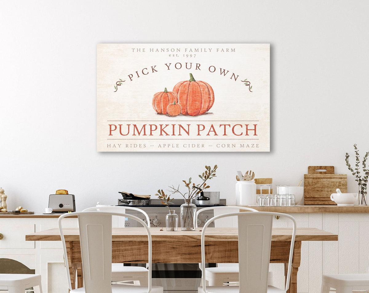 Personalized Family Farm Pumpkin Patch Rustic Fall Sign Modern Farmhou