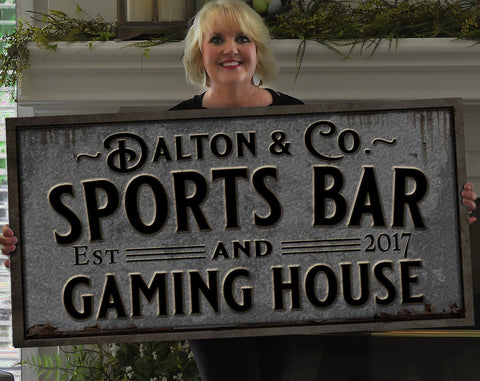 Sports Bar and Gambling Sign Canvas | Personalized Sports Bar Sign | Family Sports Bar Sign | Family Name Sign | Home Bar Sign