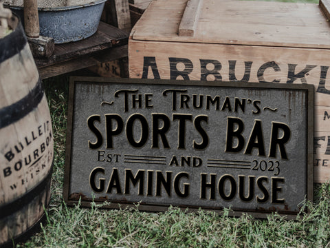 Sports Bar and Gambling Sign Canvas | Personalized Sports Bar Sign | Family Sports Bar Sign | Family Name Sign | Home Bar Sign