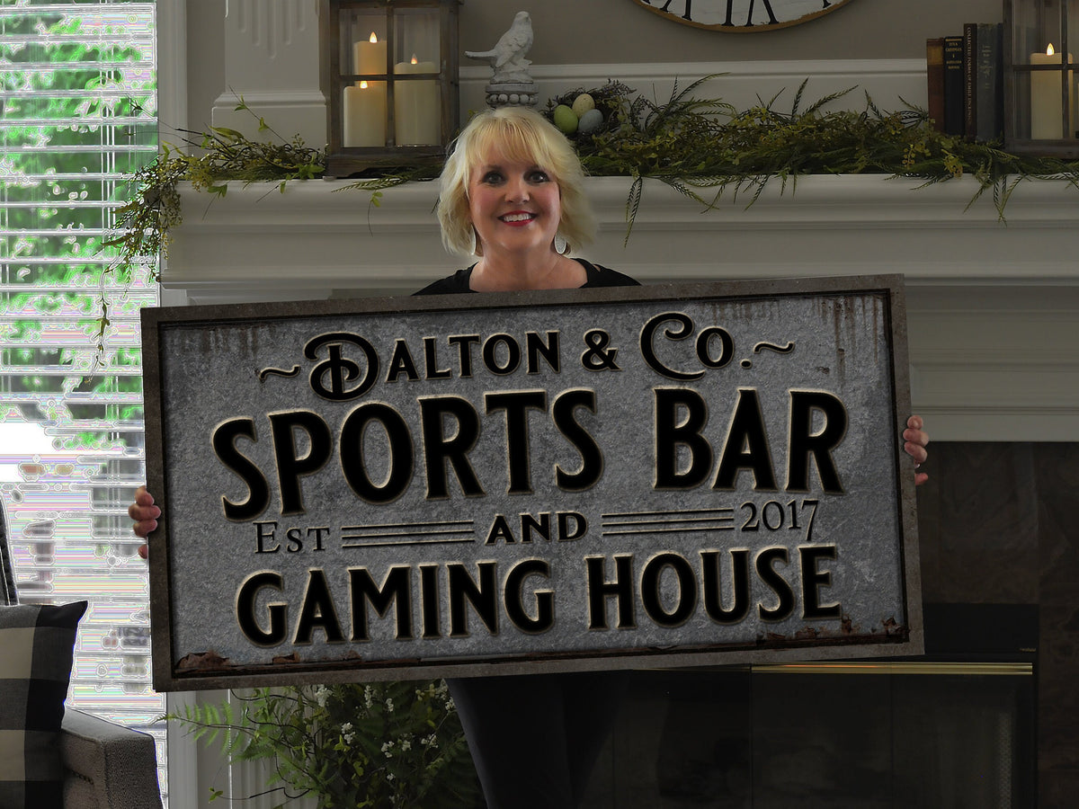 Sports Bar and Gambling Sign Canvas | Personalized Sports Bar Sign | Family Sports Bar Sign | Family Name Sign | Home Bar Sign