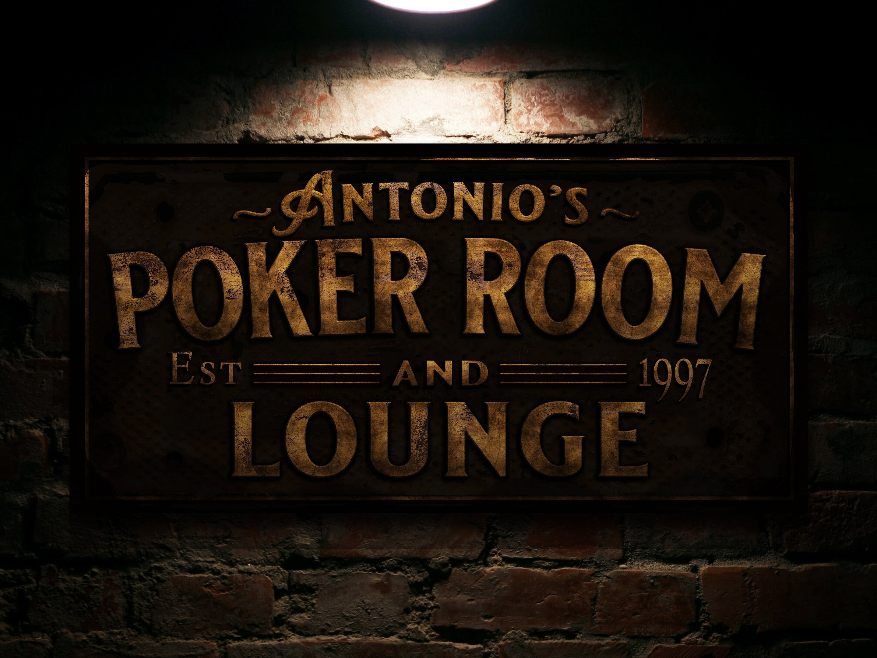 here Canvas Poker Room and Lounge Sign | Personalized Poker Lounge Sign | Family Poker Room Sign | Family Name Sign | Home Bar Sign