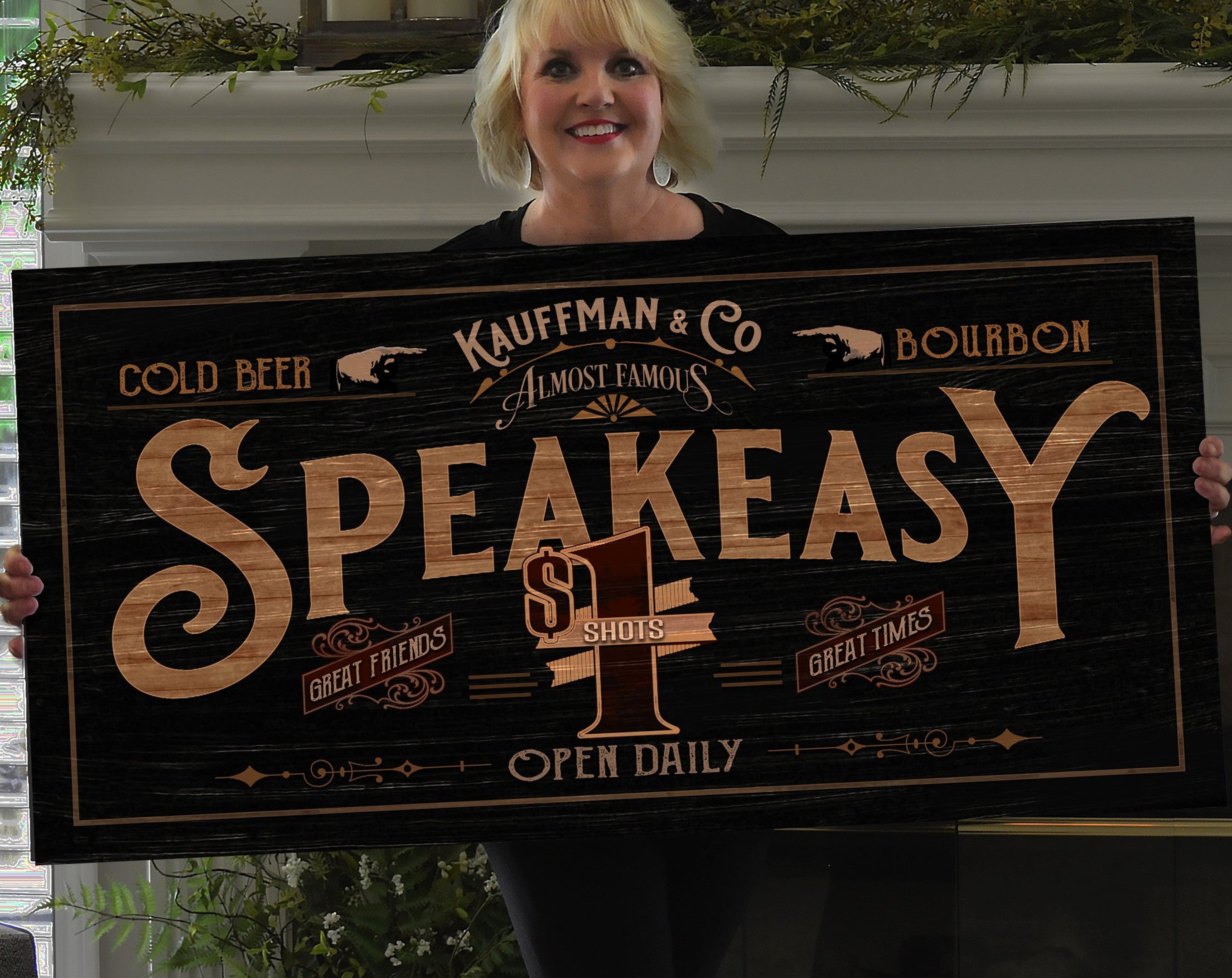 here Canvas Custom Speakeasy Sign | Family Bar Sign | Distressed Wood Grain Speakeasy | Family Name Speakeasy Sign | Personalized Name Patio Sign