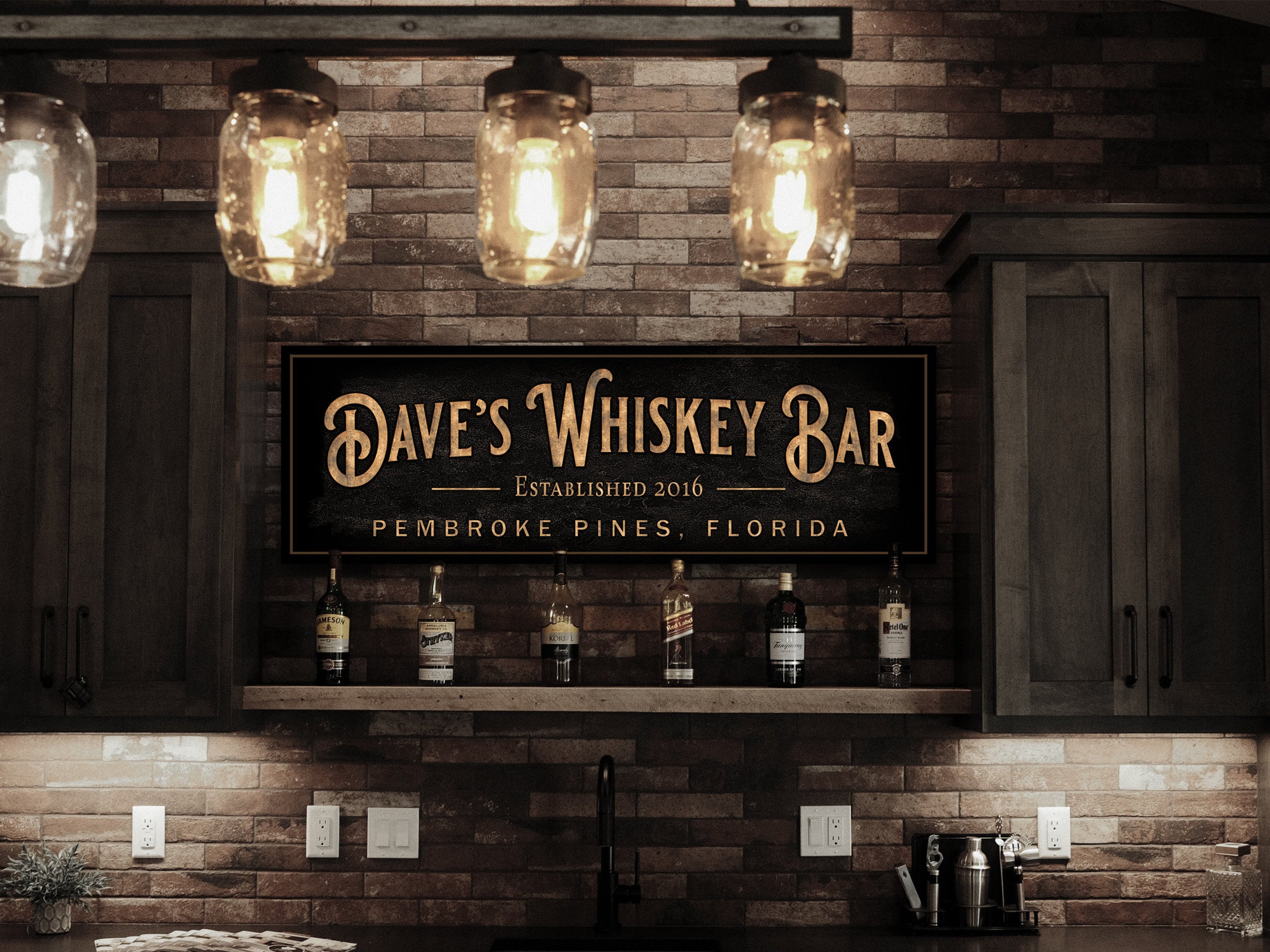 here Canvas Personalized Whiskey Bar Sign | Custom Bar Sign | Custom Whiskey Bar Sign | Bar Sign for Home | Large Canvas Sign | Large Metal Sign