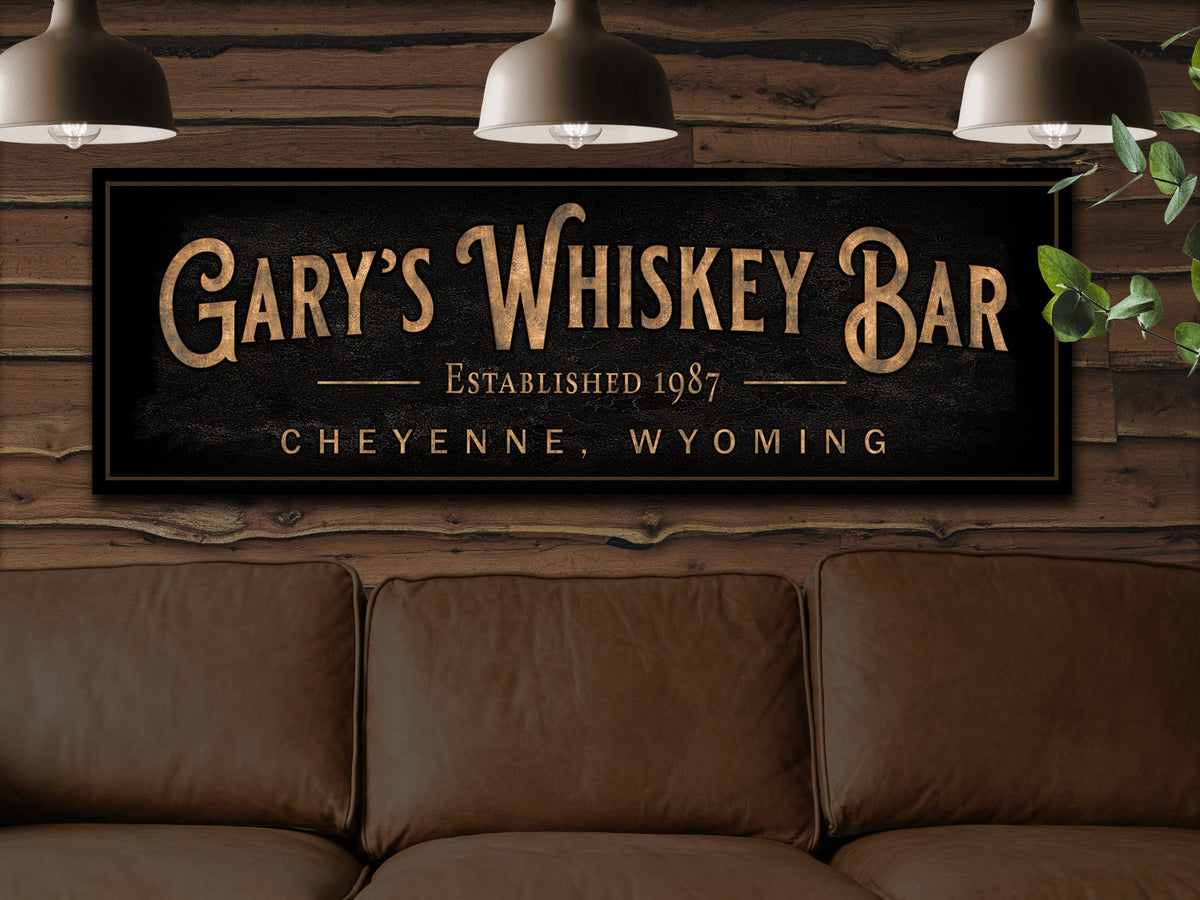 here Canvas Personalized Whiskey Bar Sign | Custom Bar Sign | Custom Whiskey Bar Sign | Bar Sign for Home | Large Canvas Sign | Large Metal Sign