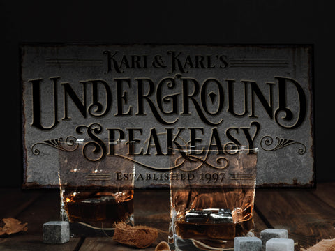 here Canvas Underground Speakeasy Bar Sign | Personalized Bar Sign | Lower Level Sign | Man Cave Decor | Customized Speakeasy Bar Sign for Lower Level