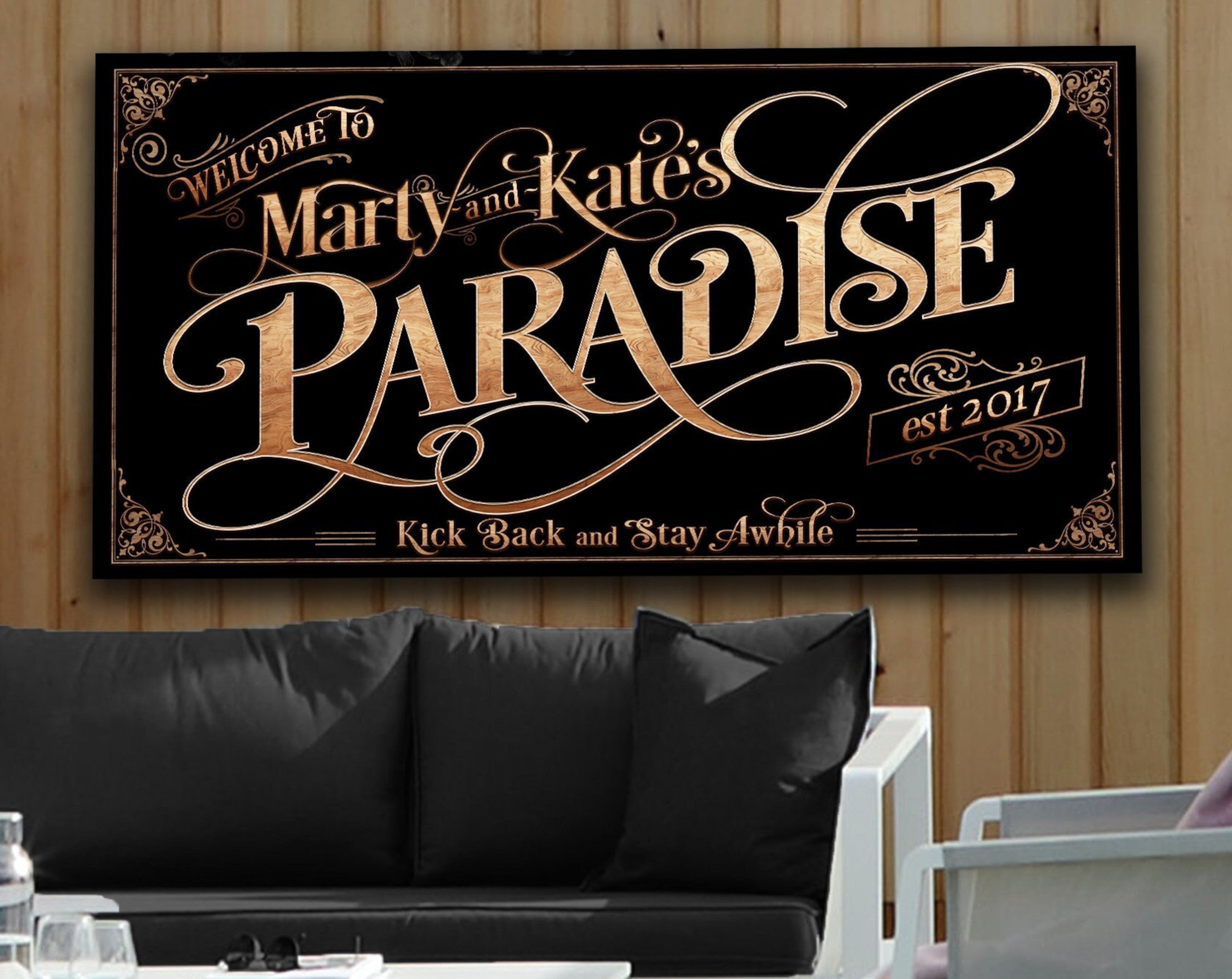 Personalized Paradise Family on Canvas! | Custom Family Name Sign | Modern Farmhouse Sign | Summer Patio Decor | Custom Pool Sign