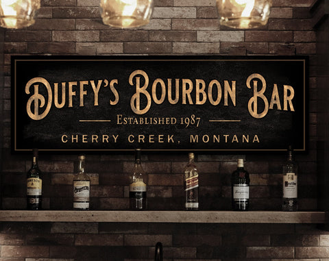 here Canvas Personalized Bourbon Bar Sign | Custom Bar Sign | Custom Bourbon Bar Sign | Bar Sign for Home | Large Canvas Sign | Large Metal Sign