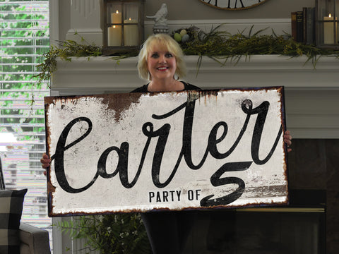 Party of Family Sign Canvas | Rustic Family Party of Sign | Large Personalized Family Party of Sign | Large Canvas Wall Art | Large Metal Wall Art