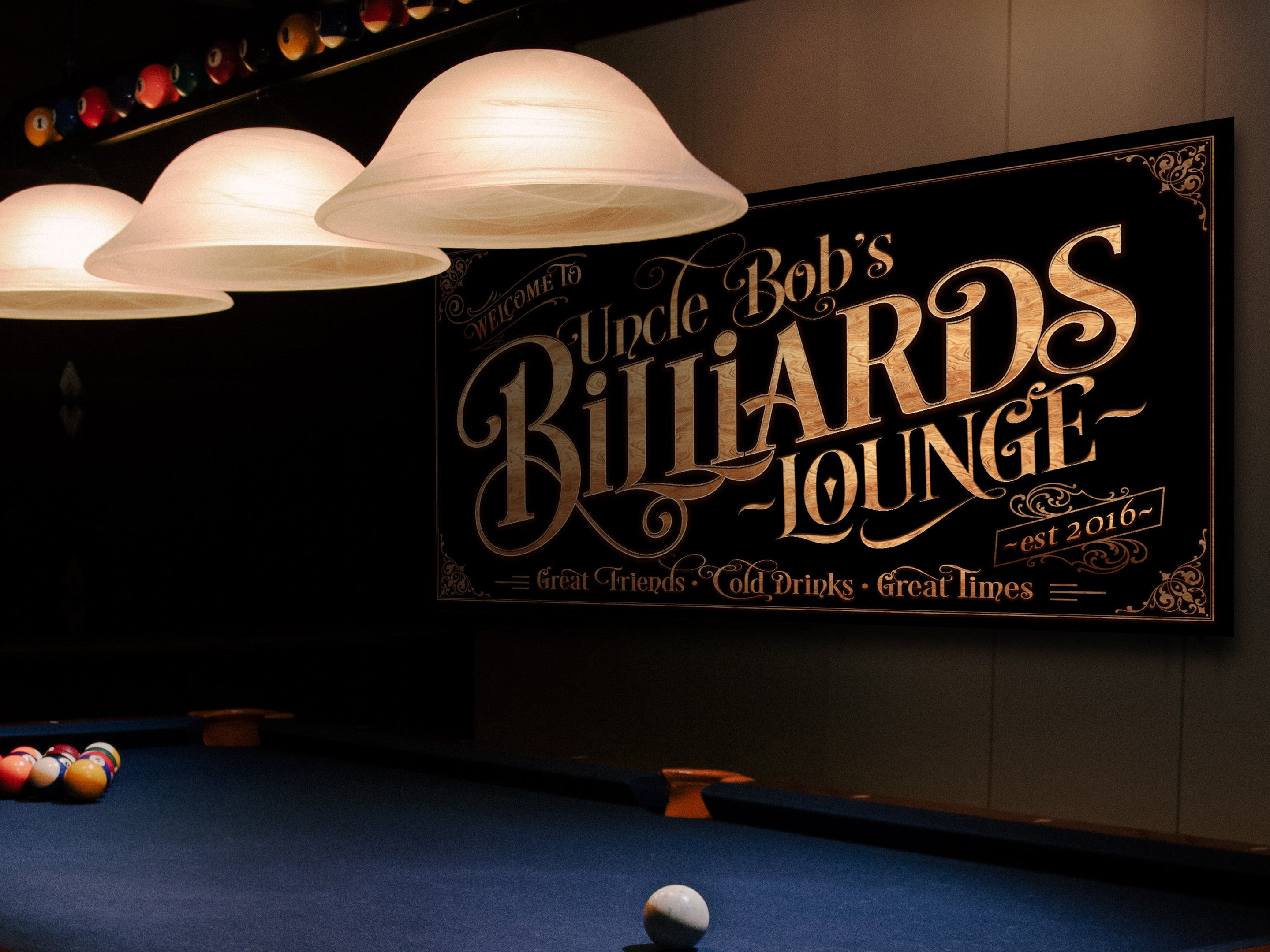 Personalized Billiards Sign - Canvas | Custom Billiards Lounge Sign | Farmhouse Sign | Billiards Bar | Customized Pool Hall Sign